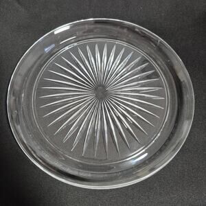 Vintage Crystal Clear Glass Starburst Plate 8.50 Diameter